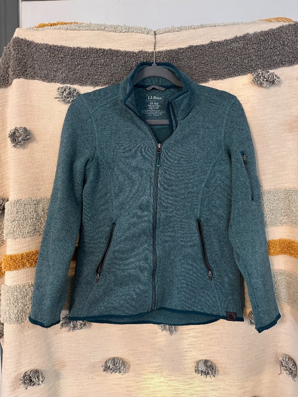 L.L. Bean Sweater Fleece Full-Zip Jacket Teal Blue Green - XS Reg